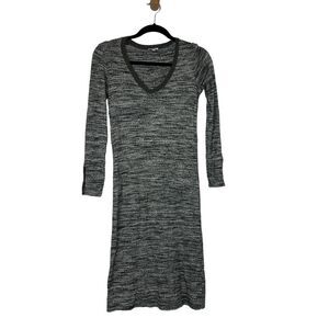 Splendid Womens Textured Knit Dress Gray Grey Long Sleeve V-Neck Size Small